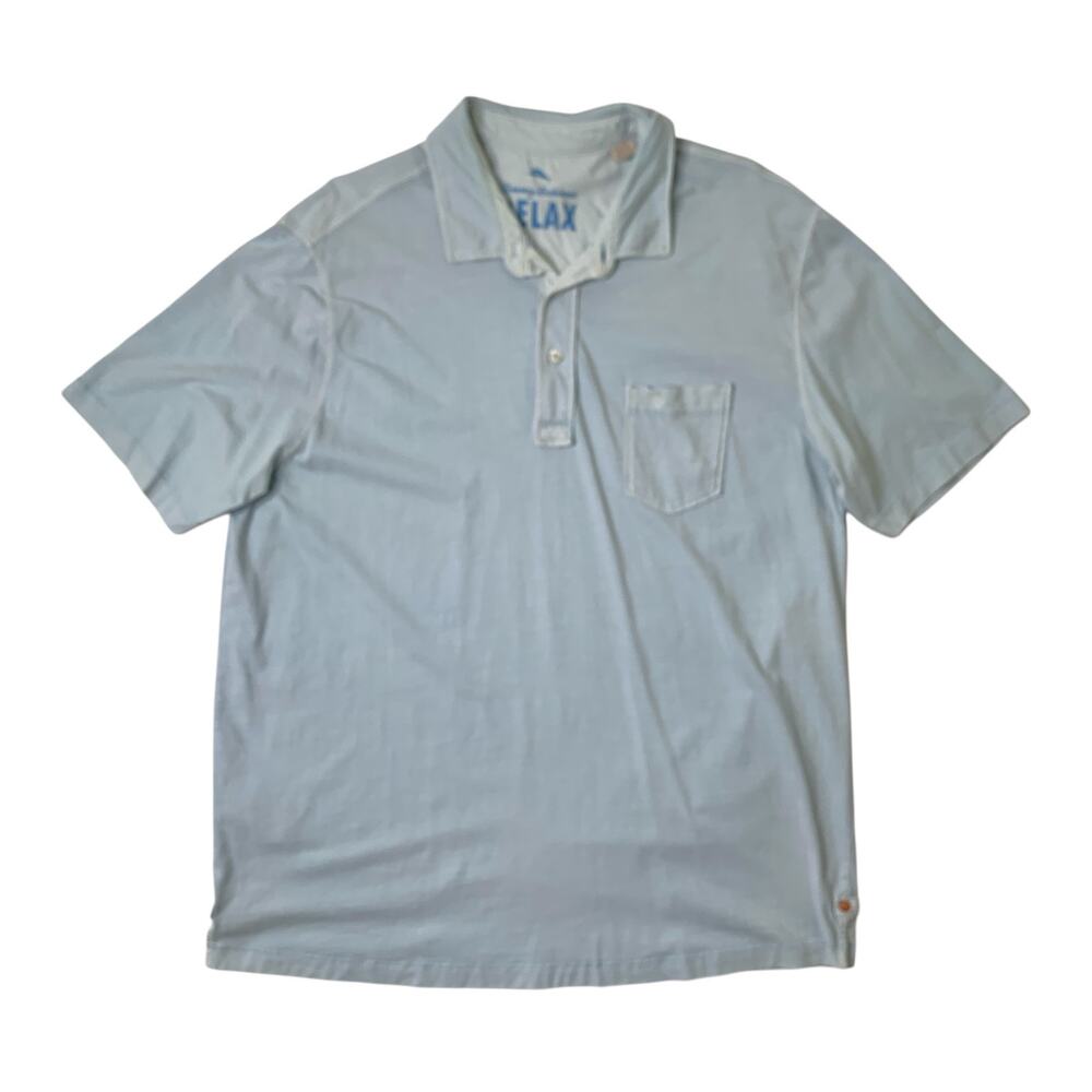 Tommy Bahama Shirt Mens XL Extra Large Blue Jay Relax Short Sleeve Chest Pocket